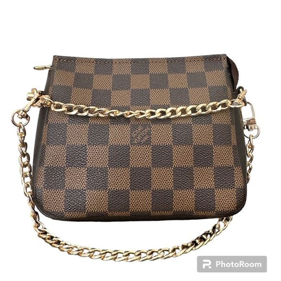 Louis Vuitton Damier Ebene Trousse Make Up Bag Mini Pochette - Picture 1 of 15